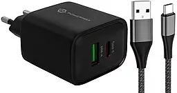 Мережевий зарядний пристрій Powermax Eclipse 30w PD USB-C/USB-A ports charger + USB-C cable black - фото Мережевий зарядний пристрій Powermax Eclipse 30w PD USB-C/USB-A ports charger + USB-C cable black