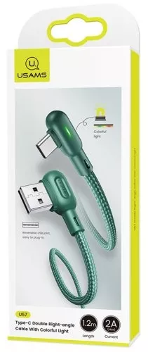Кабель Usams U57 Dual Right-Angle USB-A - Type-C 10w 1.2м cable Green - фото 4