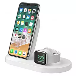 Бездротовий (індукційний) зарядний пристрій Belkin Qi Wireless Apple Watch 1A + iPhone 7.5W + USB A 5W/1A White (F8J235VFWHT) - мініатюра 4