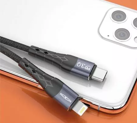 Кабель MOXOM USB Type - Lightning 30w 3a 1м PD сable Black (MX-CB34) - фото 2