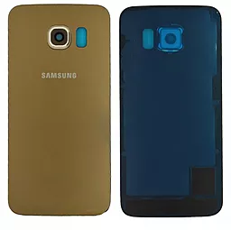 Задняя крышка корпуса Samsung Galaxy S6 Edge G925F со стеклом камеры Gold Platinum