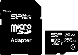 Карта памяти Silicon Power microSDXC 256GB Elite Class 10 UHS-I U1 + SD-адаптер (SP256GBSTXBU1V10SP)