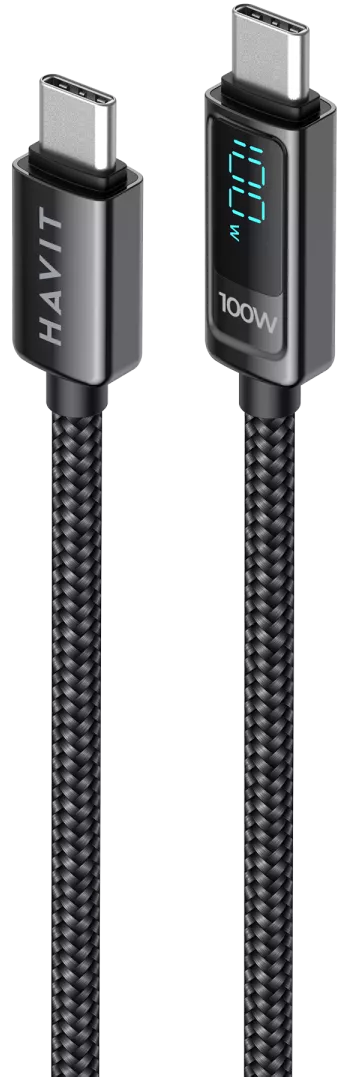 Кабель Havit HV-CB6247 USB Type-C - Type-C 100w 5a 2м PD cable Black - фото 3