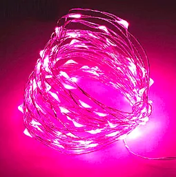 Гирлянда Роса нить (100 LED 3xAA) 10метров, Розовый