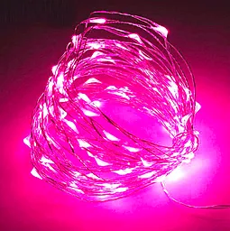 Гирлянда Роса нить (100 LED 3xAA) 10метров, Розовый - фото Гирлянда Роса нить (100 LED 3xAA) 10метров, Розовый