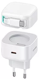 Сетевое зарядное устройство Usams US-CC202 35w PD GaN USB-C ports charger + Type-C cable white - фото Сетевое зарядное устройство Usams US-CC202 35w PD GaN USB-C ports charger + Type-C cable white