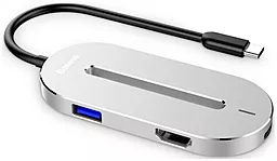 Мультипортовый USB Type-C хаб (концентратор) Baseus USB-C -> HDMI/USB 3.0/Type-C Silver (CABOOK-0S)