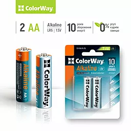 Батарейки ColorWay Alkaline Power AA 2шт CW-BALR06-2BL - миниатюра 2