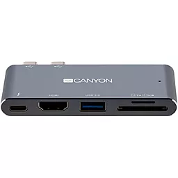 Мультипортовый USB Type-C хаб Canyon 5-in-1 grey (CNS-TDS05DG) - фото Мультипортовый USB Type-C хаб Canyon 5-in-1 grey (CNS-TDS05DG)