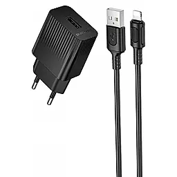 Мережевий зарядний пристрій Borofone BAS71A 2.1 USB-A home charger + Lightning cable black - фото Мережевий зарядний пристрій Borofone BAS71A 2.1 USB-A home charger + Lightning cable black