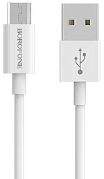 Кабель Borofone BX22 USB-A - micro USB 12w 2.4a 1м cable White - фото Кабель Borofone BX22 USB-A - micro USB 12w 2.4a 1м cable White