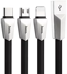 Кабель USB Hoco X4 Zinc Alloy 3-in-1 USB to Type-C/Lightning/micro USB cable black