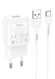 Сетевое зарядное устройство Hoco C96A 2.1A USB Port + USB Type-C Cable White