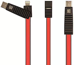 Універсальний кабель Remax Linyo Linyo 3-in-1 USB-A to Type-C/Lightning/micro USB 12w 2.4a 1м сable Red (RC-072th) - фото Універсальний кабель Remax Linyo Linyo 3-in-1 USB-A to Type-C/Lightning/micro USB 12w 2.4a 1м сable Red (RC-072th)