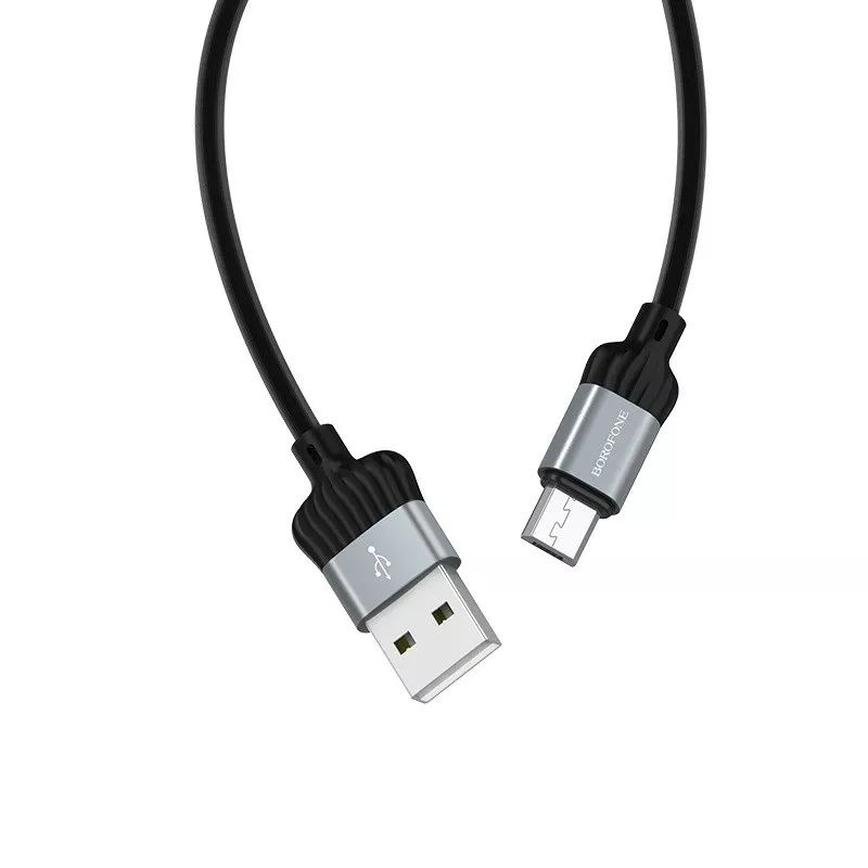 Кабель Borofone BX28 Dignity USB-A - micro USB 12w 2.4a 1м cable Gray/Black - фото 2