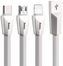 Кабель USB Hoco X4 Zinc Alloy 3-in-1 USB to Type-C/Lightning/micro USB cable gray
