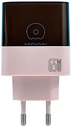 Сетевое зарядное устройство WUW C215 65w GaN PD/QC 2xUSB-C/USB-A ports charger pink/brown - фото Сетевое зарядное устройство WUW C215 65w GaN PD/QC 2xUSB-C/USB-A ports charger pink/brown