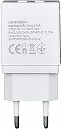 Мережевий зарядний пристрій Florence 2xUSB + USB Type-C Cable White (FL-1021-WT) - мініатюра 2