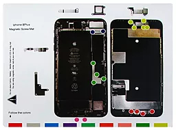 Магнітний мат MECHANIC для розкладки гвинтів і запчастин при розборі Apple iPhone 8 Plus