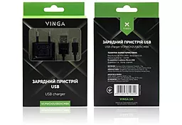 Мережевий зарядний пристрій Vinga 2.1A 2xUSB-A ports home charger + microUSB cable black (VCPWCH2USB2ACMBK) - мініатюра 3