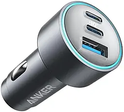 Автомобильное зарядное устройство Anker 325 PowerDrive 67w PD 2xUSB-C/USB-A ports charegr gray (A2731HA1) - фото Автомобильное зарядное устройство Anker 325 PowerDrive 67w PD 2xUSB-C/USB-A ports charegr gray (A2731HA1)