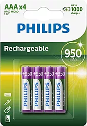 Аккумулятор Philips AAA (HR03) 950 mAh NI-MH 4шт (R03B4A70/10) - фото Аккумулятор Philips AAA (HR03) 950 mAh NI-MH 4шт (R03B4A70/10)