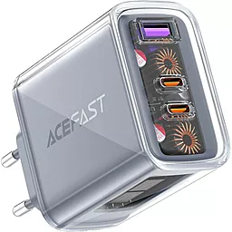 Сетевое зарядное устройство AceFast Sparkling Series Mica A45 65W GaN PD/QC USB-A+2xUSB-C Gray
