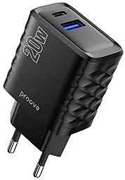 Сетевое зарядное устройство Proove 20w PD/QC3.0 USB-C/USB-A ports home charger black - фото Сетевое зарядное устройство Proove 20w PD/QC3.0 USB-C/USB-A ports home charger black