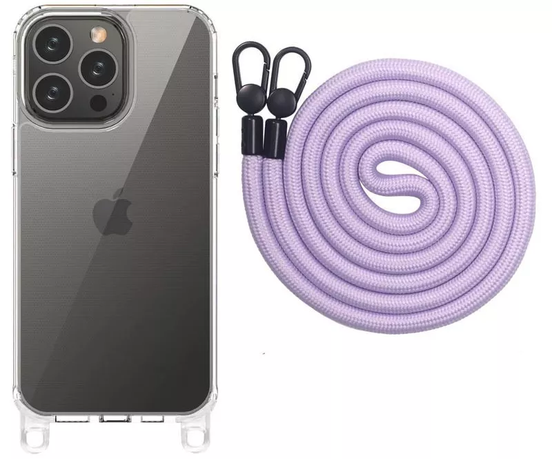 Чехол Epik Clear Case with Strap для Apple iPhone 13 Pro Max Light Purple - фото 1