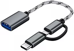 Адаптер-переходник Puluz M-F micro USB -> Type-C -> USB-A Black (SAS5202H) - фото Адаптер-переходник Puluz M-F micro USB -> Type-C -> USB-A Black (SAS5202H)
