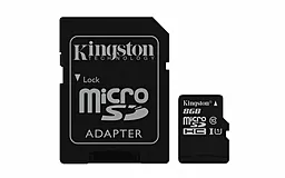 Карта памяти Kingston microSDHC 8GB Class 10 UHS-I U1 + SD-адаптер (SDC10G2/8GB)