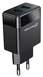Мережевий зарядний пристрій Grand-X 2.4a 2xUSB-A ports + USB-C cable black (CH-50T) - мініатюра 3