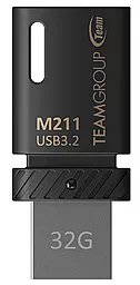 Флешка Team M211 USB 3.2 32GB OTG Type-C (TM211332GB01) Black - фото Флешка Team M211 USB 3.2 32GB OTG Type-C (TM211332GB01) Black