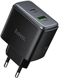 Сетевое зарядное устройство Hoco C158A Upgrade 45w GaN PD/QC3.0 USB-C/USB-A ports charger black - фото Сетевое зарядное устройство Hoco C158A Upgrade 45w GaN PD/QC3.0 USB-C/USB-A ports charger black