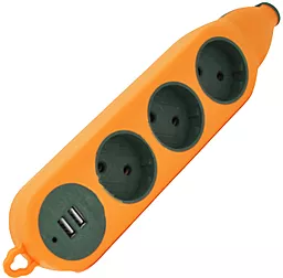Колодка для сетевого фильтра (удлинителя) Voltronic FM-KNZ / 3+2O 3 розетки 16А 2xUSB-A Orange