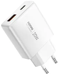 Сетевое зарядное устройство Remax RP-U01 Ultra thin 20w GaN PD USB-C/UBS-A ports charger white - фото Сетевое зарядное устройство Remax RP-U01 Ultra thin 20w GaN PD USB-C/UBS-A ports charger white