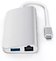 Мультипортовый USB Type-C хаб Satechi USB-C -> HDMI/DisplayPort/Gigabit Ethernet/3xUSB3.0/Card Reader/Type-C Silver (ST-TCMM8PAS) - миниатюра 5