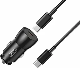 Автомобільний зарядний пристрій XO CC57 PD 25w USB-C + USB-C to USB-C cable car charger black