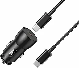 Автомобильное зарядное устройство XO CC57 25w PD USB-C car charger + USB-C to USB-C cable black - фото Автомобильное зарядное устройство XO CC57 25w PD USB-C car charger + USB-C to USB-C cable black