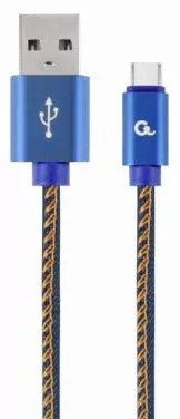Кабель Cablexpert USB-A - Type-C 12w 2.4a 1м cable Blue (CC-USB2J-AMCML-1M-BL) - фото 1