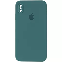 Чехол Silicone Case Full Camera Square для Apple iPhone X, iPhone XS Pine green