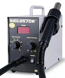 Паяльная станция одноканальная, термовоздушная, термофен Quick 857DW+ (Фен, 550Вт)