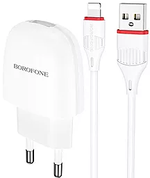 Мережевий зарядний пристрій Borofone BA49A Vast power 2.1a home charger + Lightning cable white - фото Мережевий зарядний пристрій Borofone BA49A Vast power 2.1a home charger + Lightning cable white