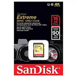 Карта памяти SanDisk SDHC 16GB Extreme Class 10 UHS-I U3 (SDSDXNE-016G-GNCIN) - миниатюра 2