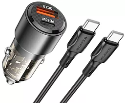 Автомобільний зарядний пристрій Borofone BZ20A Smart 83w PD USB-C/USB-A ports car charger + USB-C to USB-С cable black