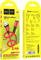 Кабель Hoco X85 Strength USB-A - micro USB 12w 2.4a 1м cable Red - мініатюра 4