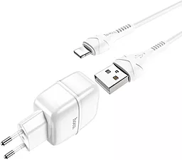 Сетевое зарядное устройство Hoco C77A 2.4a 2xUSB-A ports charger + Lightning cable white - миниатюра 2 Сетевое зарядное устройство Hoco C77A 2.4a 2xUSB-A ports charger + Lightning cable white - миниатюра 2