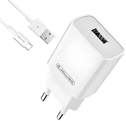 Мережевий зарядний пристрій Jellico C7 22.5W QC USB-A + USB-C cable white