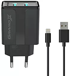 Сетевое зарядное устройство Grand-X 2.4A 2xUSB-A ports home charger + Lightning cable black (CH15LTB) - фото Сетевое зарядное устройство Grand-X 2.4A 2xUSB-A ports home charger + Lightning cable black (CH15LTB)