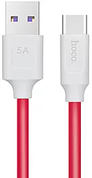 Кабель USB Hoco X11 Fast Charging USB Type-C 5A  White/Red